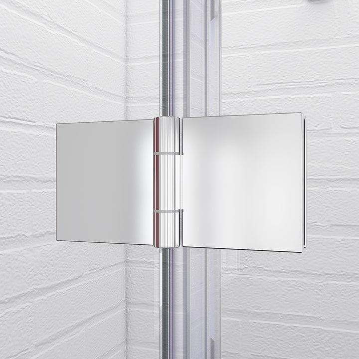 Bathtub 30 in. x 72 in. Semi-Frameless Bi-Fold Pivot Shower Glass Door, Clear Glass with Handle, Chrome