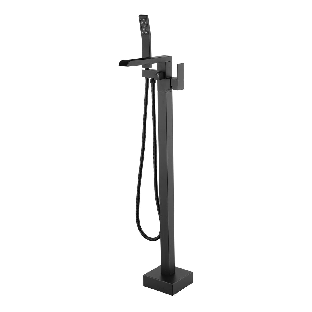 Waterfall Freestanding Single Handle Floor Mounted Clawfoot Tub Faucet with Handshower