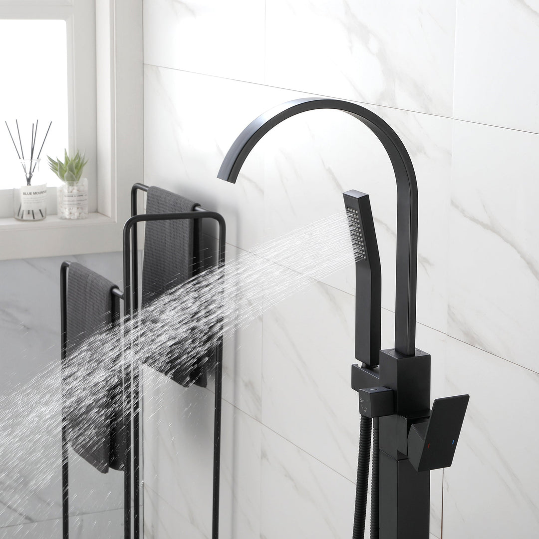 Single Handle Floor Mounted Clawfoot Tub Faucet with Hand shower