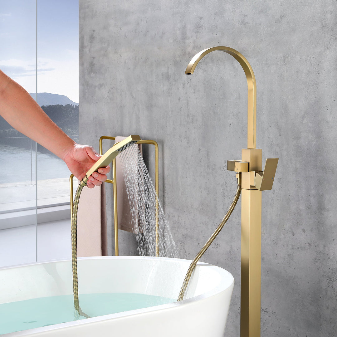 Single Handle Floor Mounted Clawfoot Tub Faucet with Hand shower