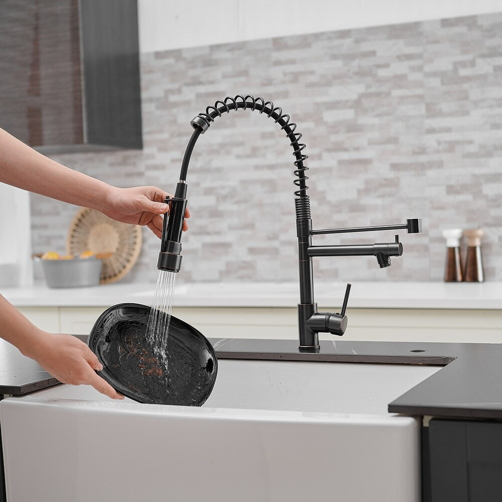 Single Handle Pull Down Spring Kitchen Faucet with Sprayer