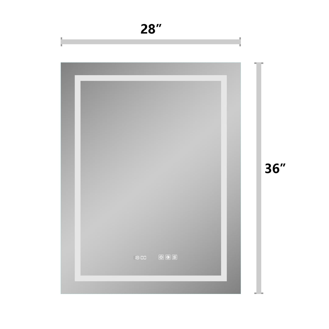 28 in. W x 36 in. H Rectangular Frameless LED Light Vertical and Horizontal Wall Mount Bathroom Vanity Mirror