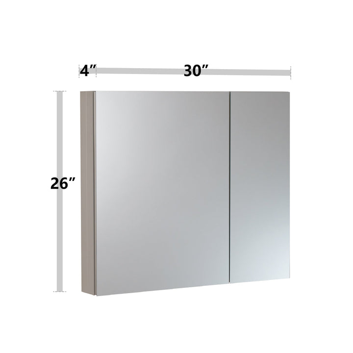 30 in. x 26 in. Frameless Recessed or Surface-Mount Beveled Double Mirror Bathroom Medicine Cabinet