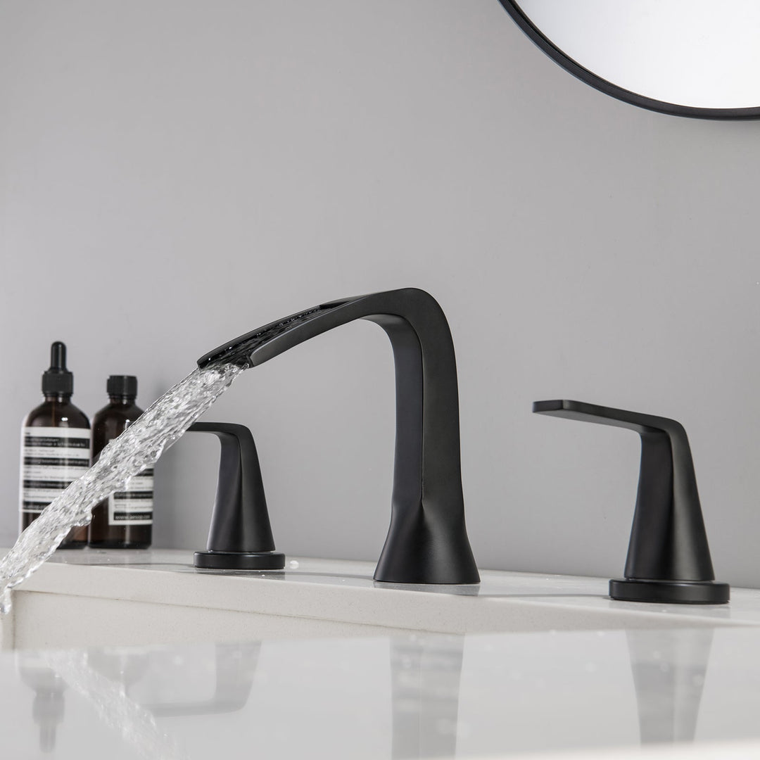 Two Handles Three-Hole Widespread Bathroom Faucet