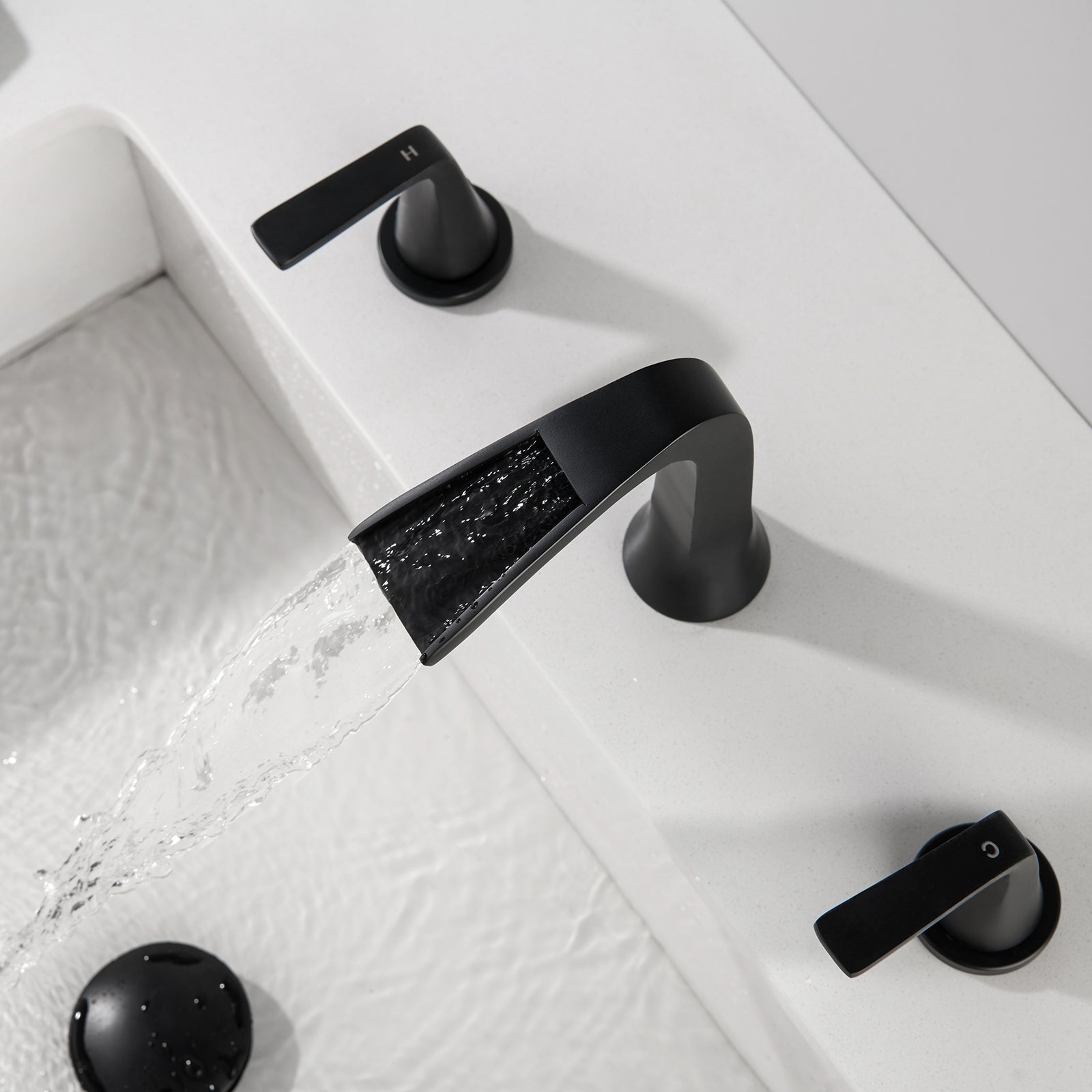 Two Handles Three-Hole Widespread Bathroom Faucet