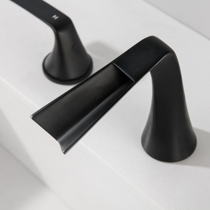 8 in. Widespread 2-Handle 3-Hole Split Brass Bathroom Faucet Set in black