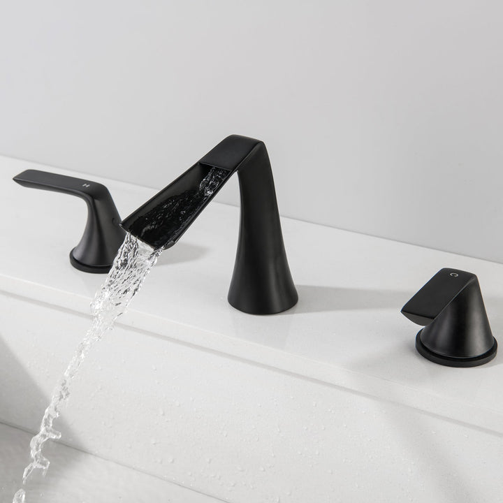 8 in. Widespread 2-Handle 3-Hole Split Brass Bathroom Faucet Set in black