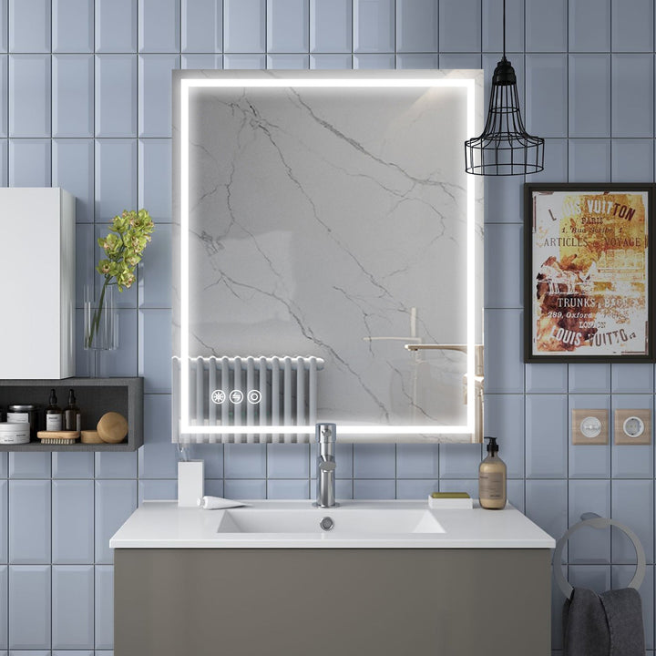30 in. W x 36 in. H Frameless LED Single Bathroom Vanity Mirror in Polished Crystal