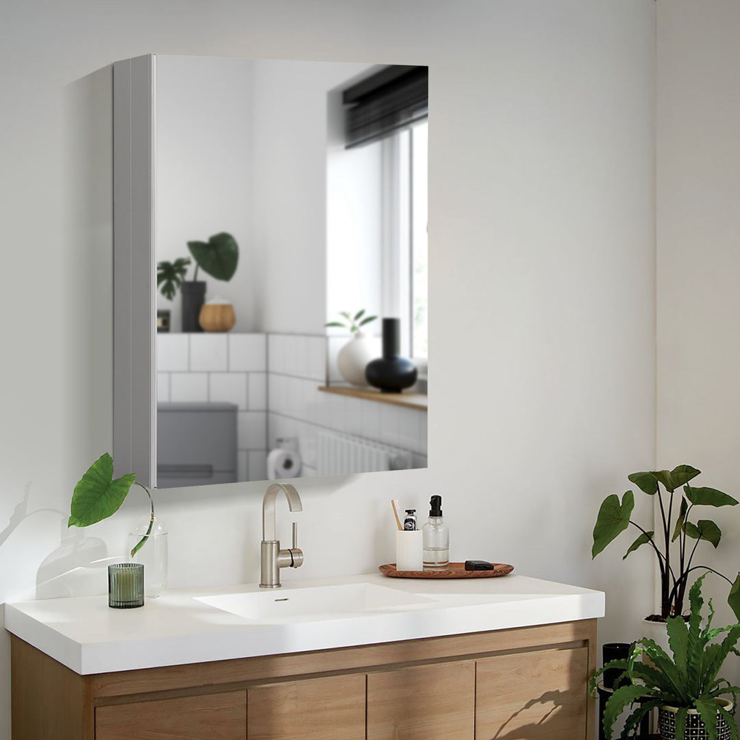 20 in. x 26 in. Frameless Recessed or Surface-Mount Beveled Single Mirror Bathroom Medicine Cabinet