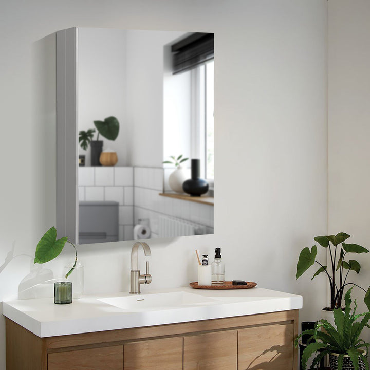 20 in. x 26 in. Frameless Recessed or Surface-Mount Beveled Single Mirror Bathroom Medicine Cabinet