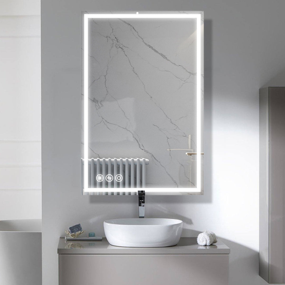 24 in. W x 36 in. H Frameless LED Single Bathroom Vanity Mirror in Polished Crystal