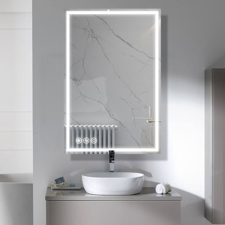 24 in. W x 36 in. H Frameless LED Single Bathroom Vanity Mirror in Polished Crystal