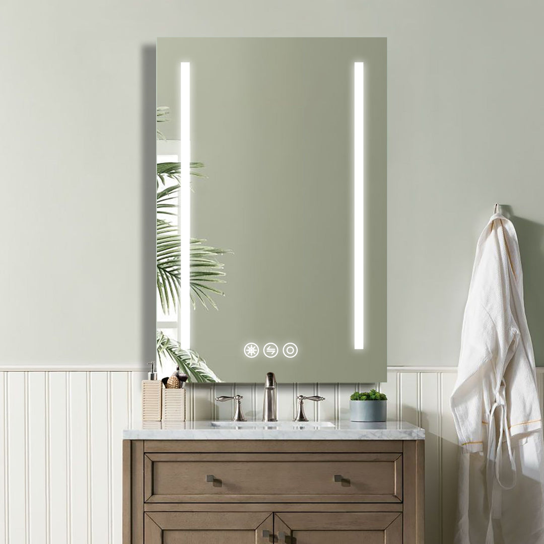 24 in. W x 36 in. H Frameless LED Single Bathroom Vanity Mirror in Polished Crystal