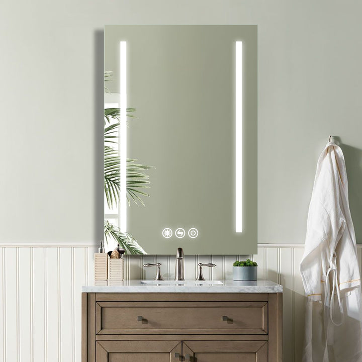 24 in. W x 36 in. H Frameless LED Single Bathroom Vanity Mirror in Polished Crystal