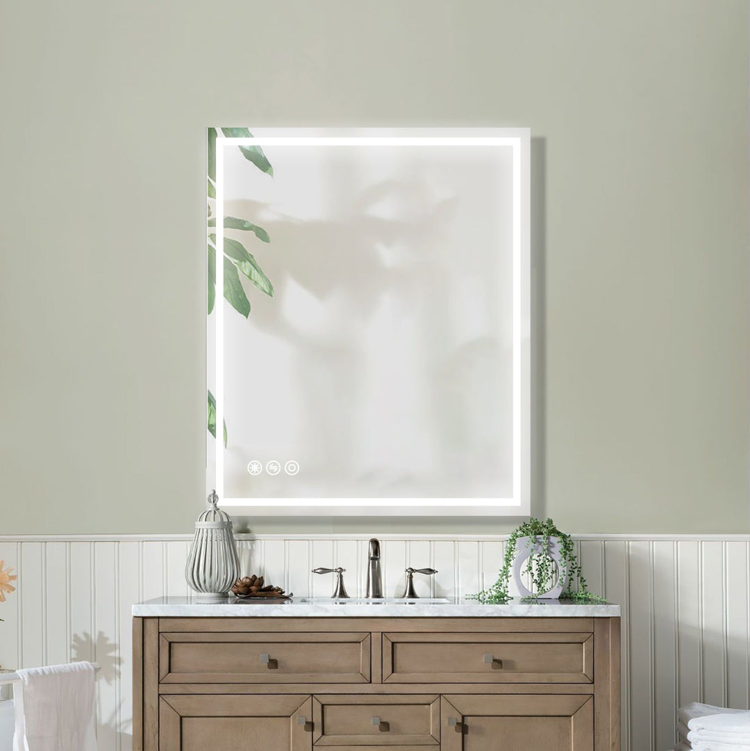 30 in. W x 36 in. H Frameless LED Single Bathroom Vanity Mirror in Polished Crystal