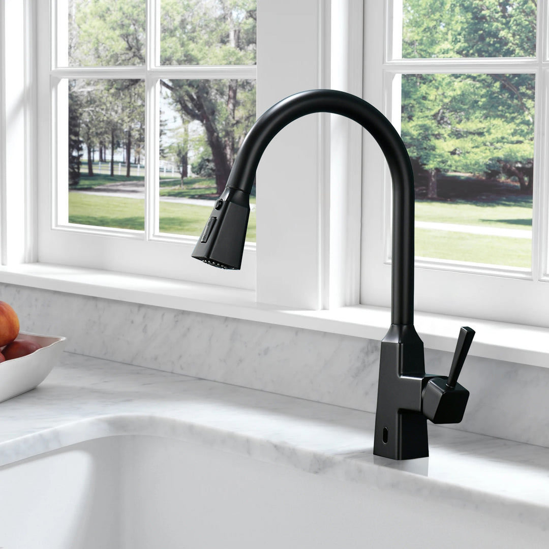 Single Handle Touchless Gooseneck Pull Down Sprayer Kitchen Faucet and Handles