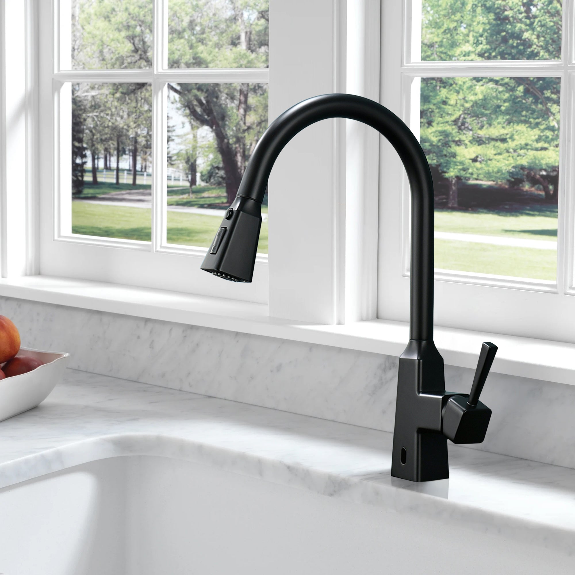 Single Handle Touchless Gooseneck Pull Down Sprayer Kitchen Faucet and Handles