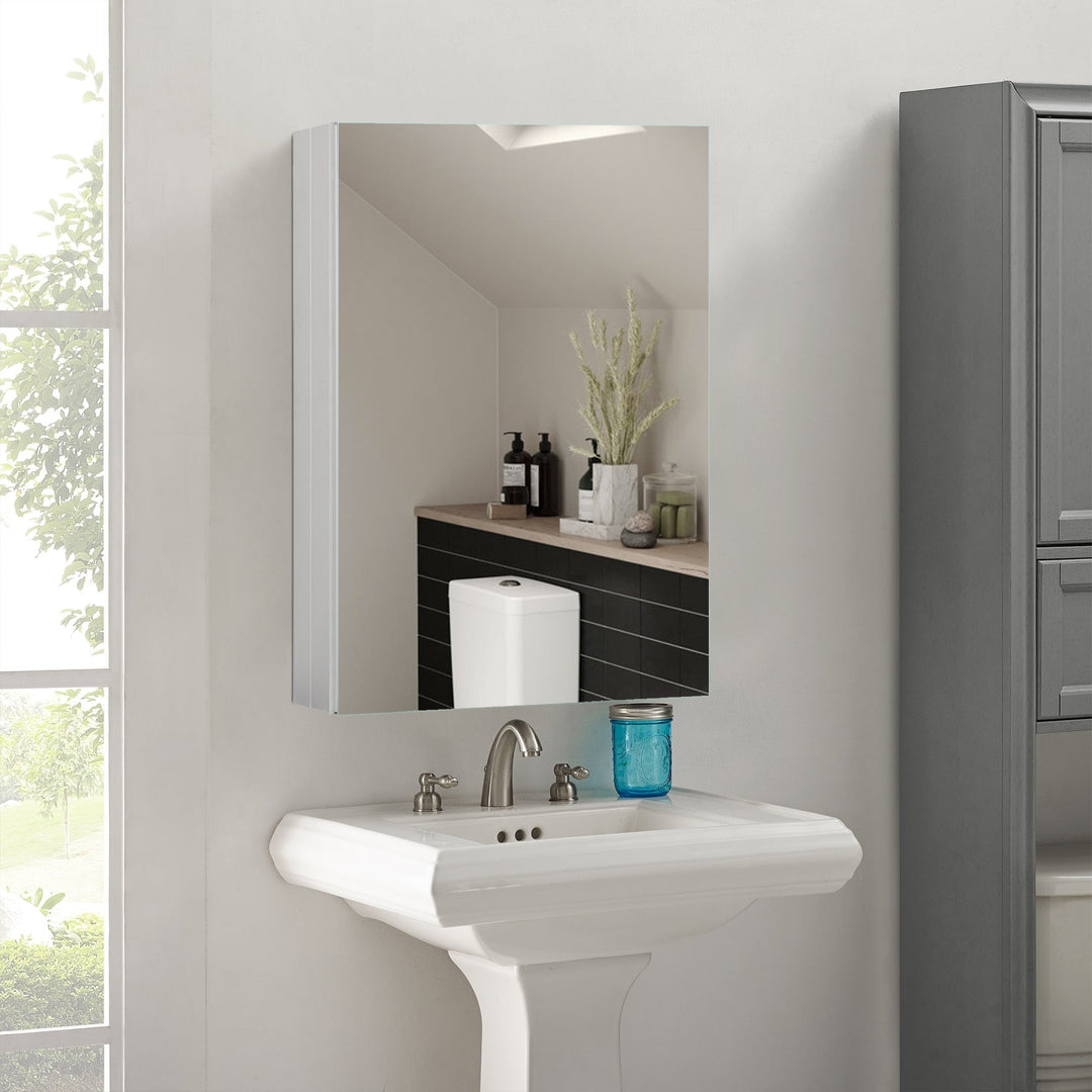 23 in.W x 30 in.H Recessed or Surface-Mount Beveled Single Mirror Bathroom Medicine Cabinet,Satin