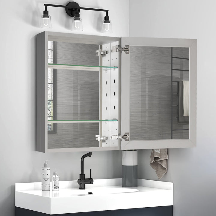 16 in. x 20 in. Frameless Recessed or Surface-Mount Beveled Single Mirror Bathroom Medicine Cabinet