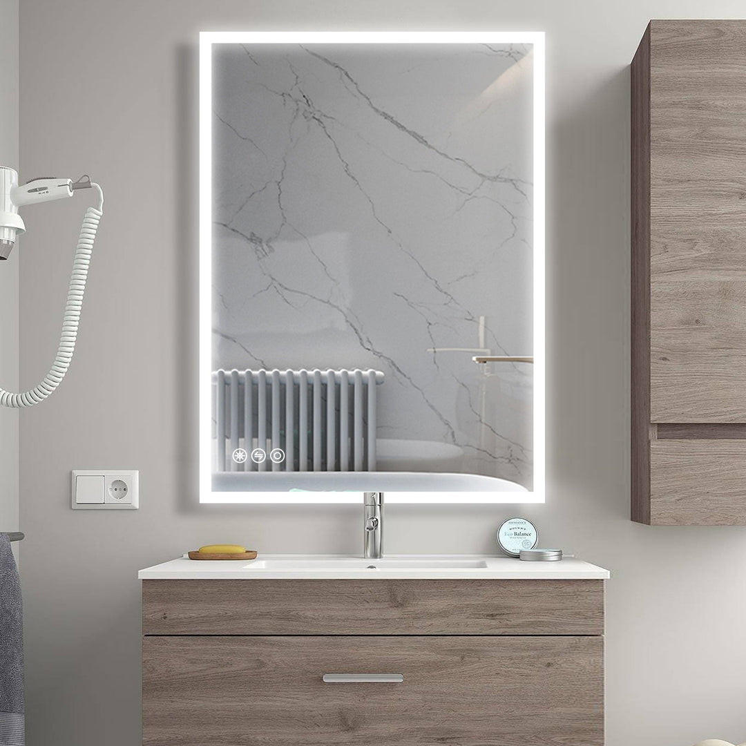 22 in. W x 30 in. H Frameless LED Single Bathroom Vanity Mirror in Polished Crystal
