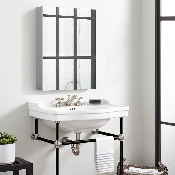 23 in.W x 30 in.H Recessed or Surface-Mount Beveled Single Mirror Bathroom Medicine Cabinet,Satin