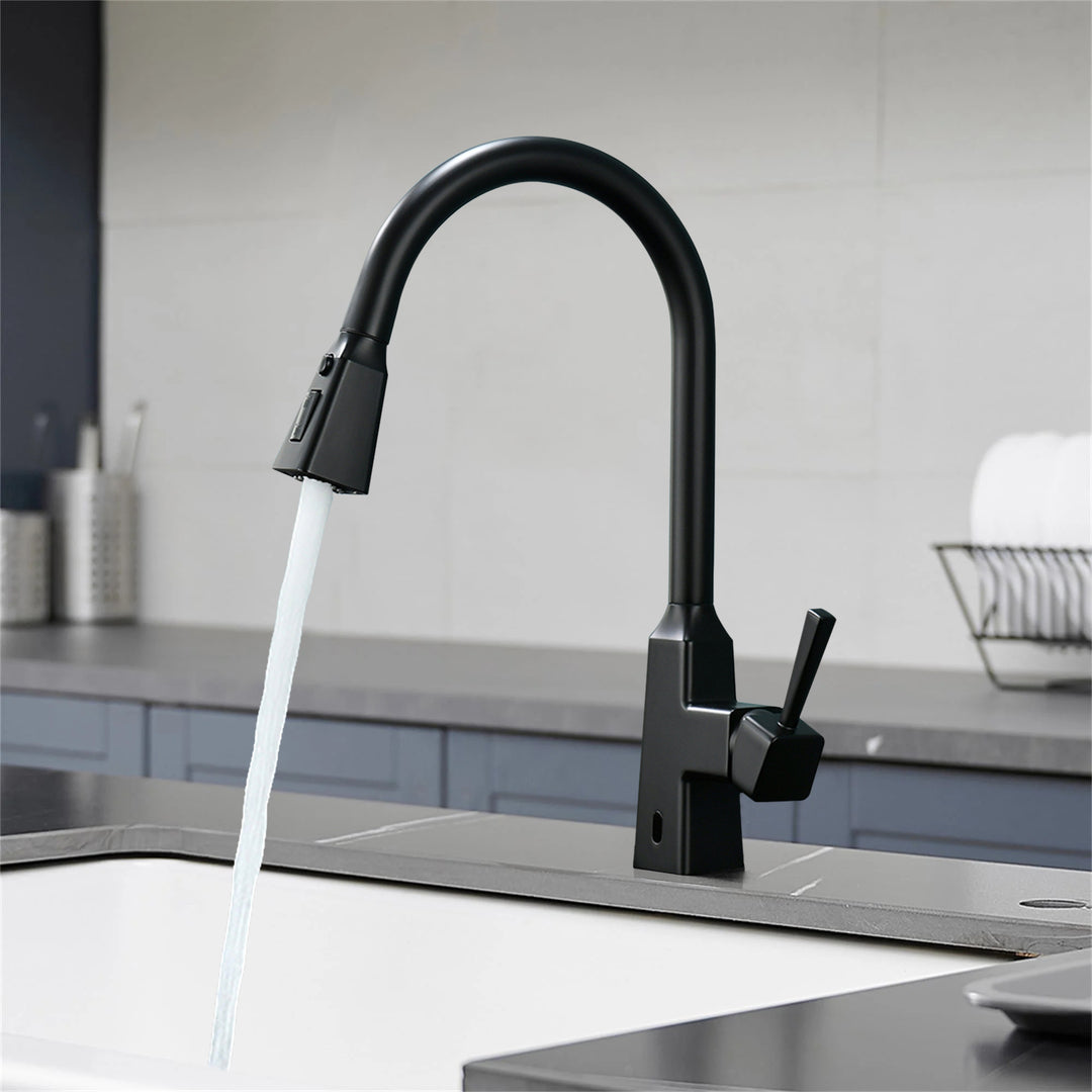 Single Handle Touchless Gooseneck Pull Down Sprayer Kitchen Faucet and Handles
