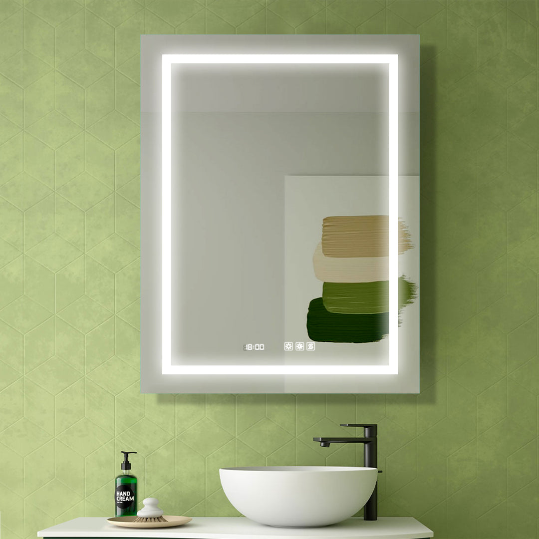 28 in. W x 36 in. H Rectangular Frameless LED Light Vertical and Horizontal Wall Mount Bathroom Vanity Mirror