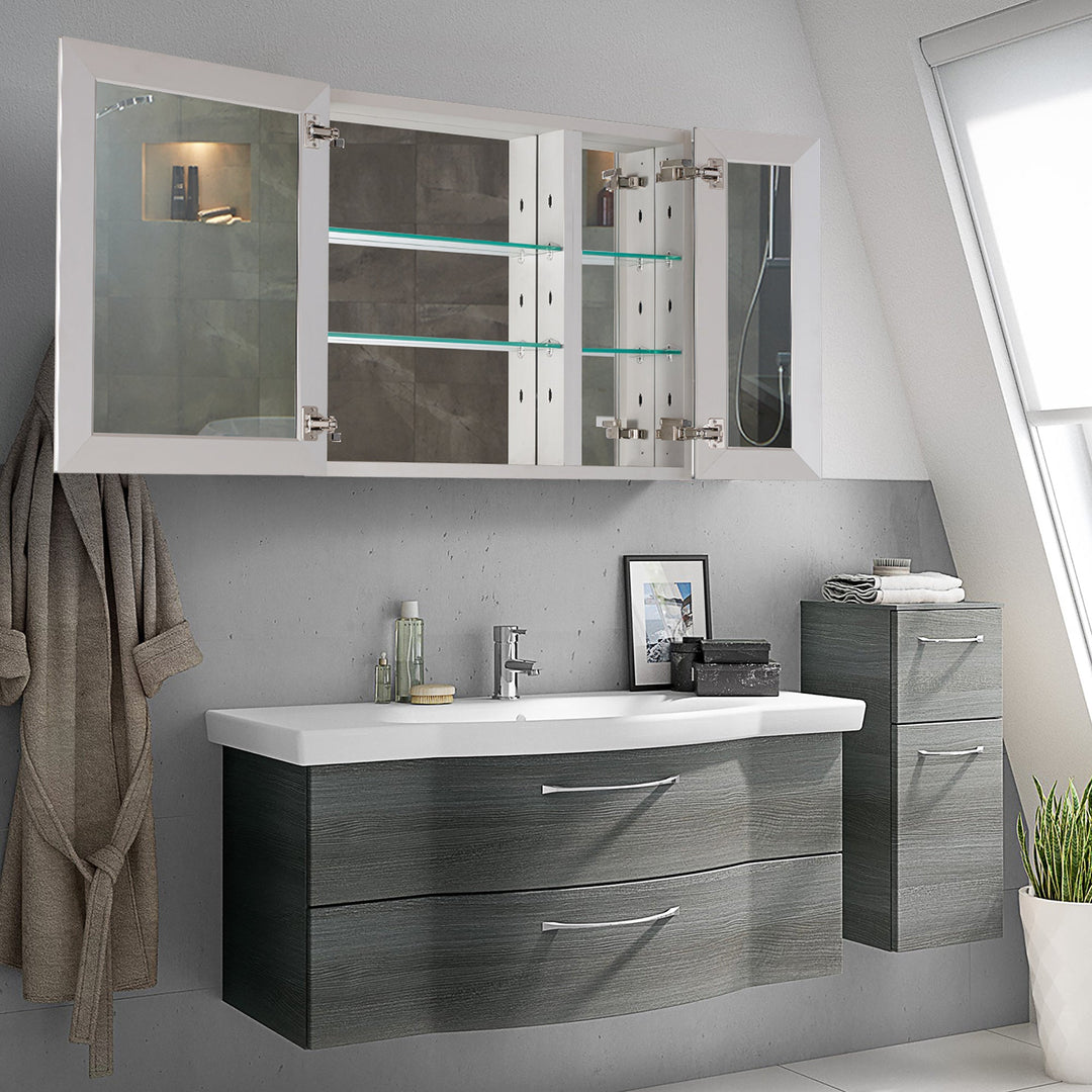 30 in. x 26 in. Frameless Recessed or Surface-Mount Beveled Double Mirror Bathroom Medicine Cabinet