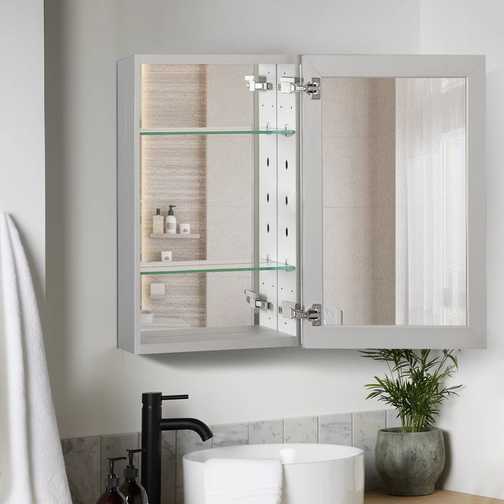 20 in. x 26 in. Frameless Recessed or Surface-Mount Beveled Single Mirror Bathroom Medicine Cabinet