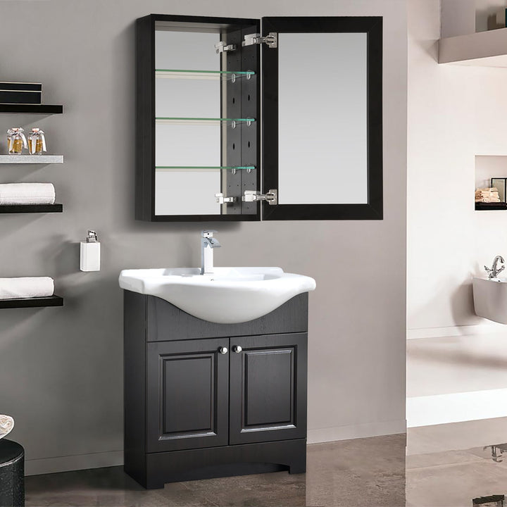 19 in. x 30 in. Frameless Recessed or Surface-Mount Beveled Single Mirror Bathroom Medicine Cabinet