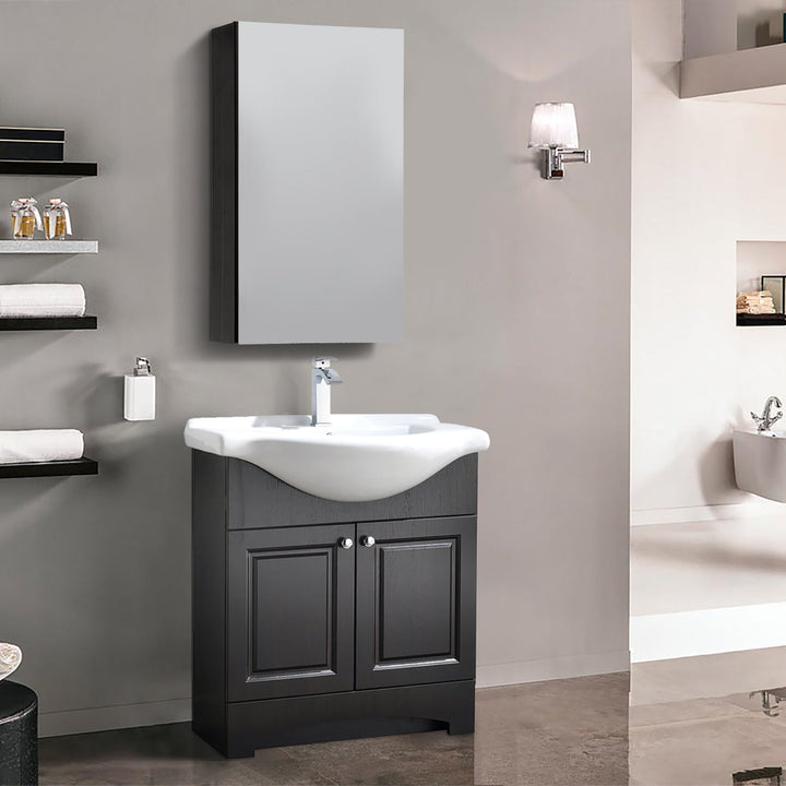 19 in. x 30 in. Frameless Recessed or Surface-Mount Beveled Single Mirror Bathroom Medicine Cabinet