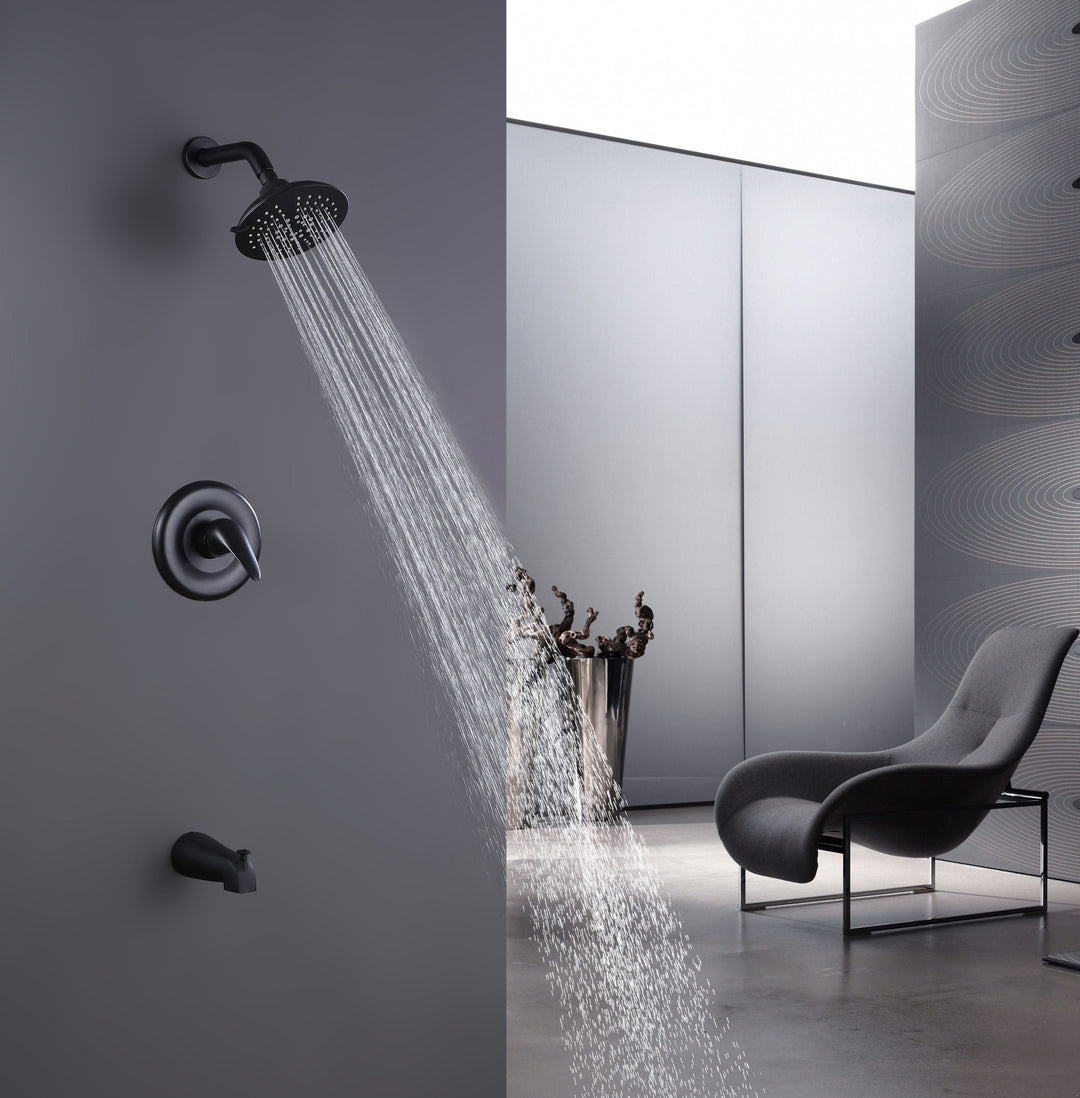 Wall Mounted Pressure-Balanced Rainfall Shower System With Tub Spout