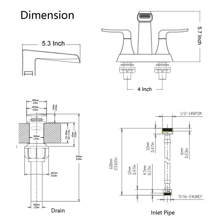 Centerset Faucet 2-handle Bathroom Faucet with Drain Assembly