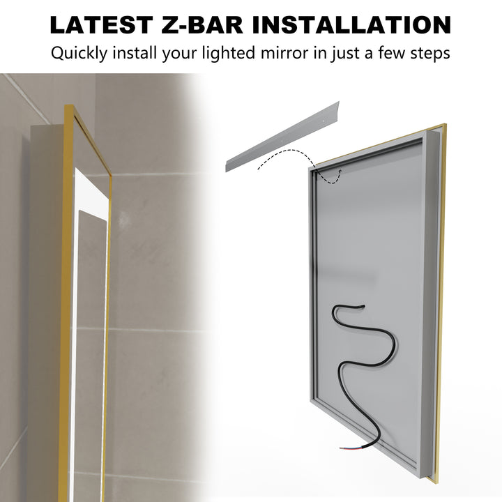 24 in. W x 32 in. H Rectangular Framed Vertical Wall Mount Bathroom Vanity Mirror with LED Light