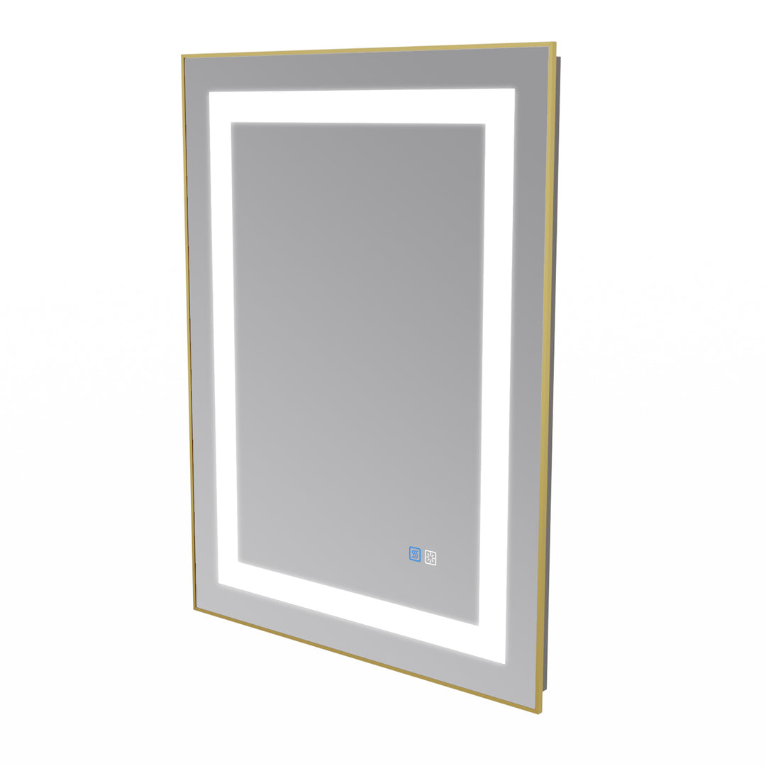 24 in. W x 32 in. H Rectangular Framed Vertical Wall Mount Bathroom Vanity Mirror with LED Light