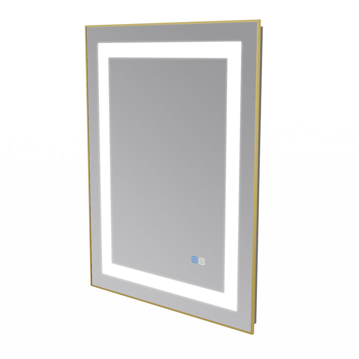 24 in. W x 32 in. H Rectangular Framed Vertical Wall Mount Bathroom Vanity Mirror with LED Light
