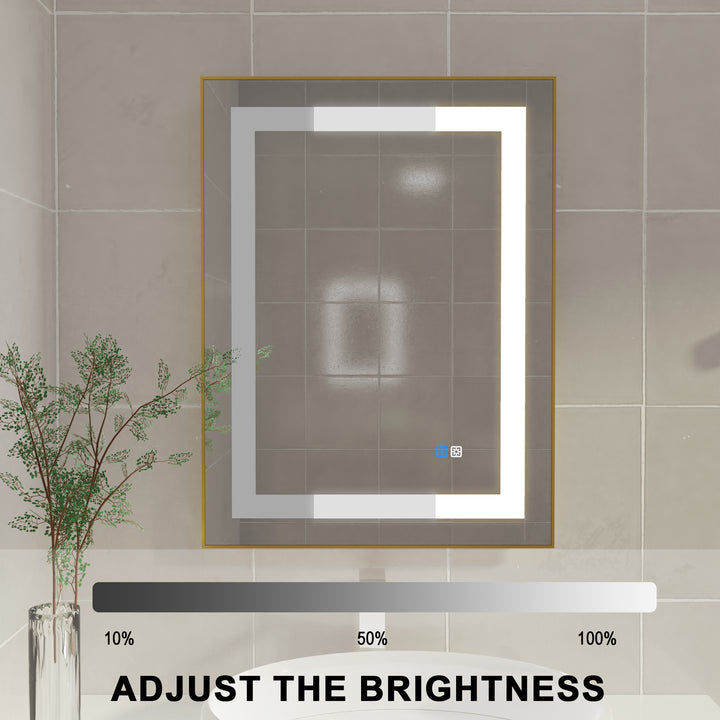 24 in. W x 32 in. H Rectangular Framed Vertical Wall Mount Bathroom Vanity Mirror with LED Light