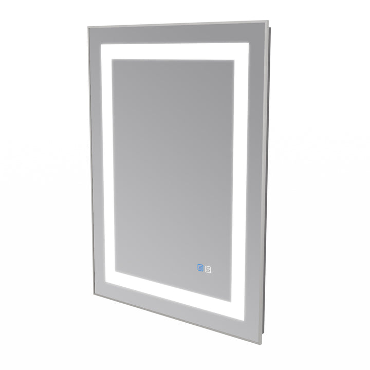 24 in. W x 32 in. H Rectangular Framed Vertical Wall Mount Bathroom Vanity Mirror with LED Light