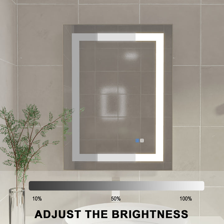 24 in. W x 32 in. H Rectangular Framed Vertical Wall Mount Bathroom Vanity Mirror with LED Light