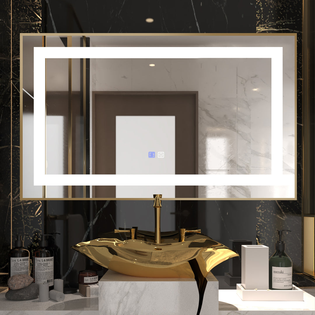 40 in. W x 24 in. H Rectangular Framed Vertical Wall Mount Bathroom Vanity Mirror with LED Light