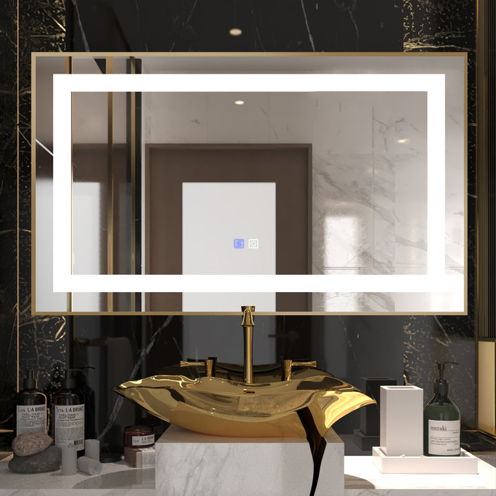 40 in. W x 24 in. H Rectangular Framed Vertical Wall Mount Bathroom Vanity Mirror with LED Light