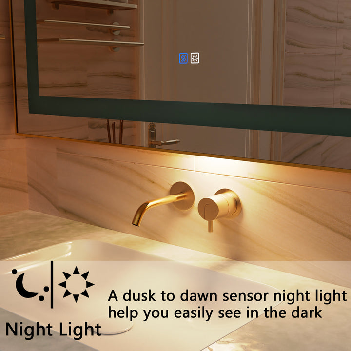 40 in. W x 24 in. H Rectangular Framed Vertical Wall Mount Bathroom Vanity Mirror with LED Light