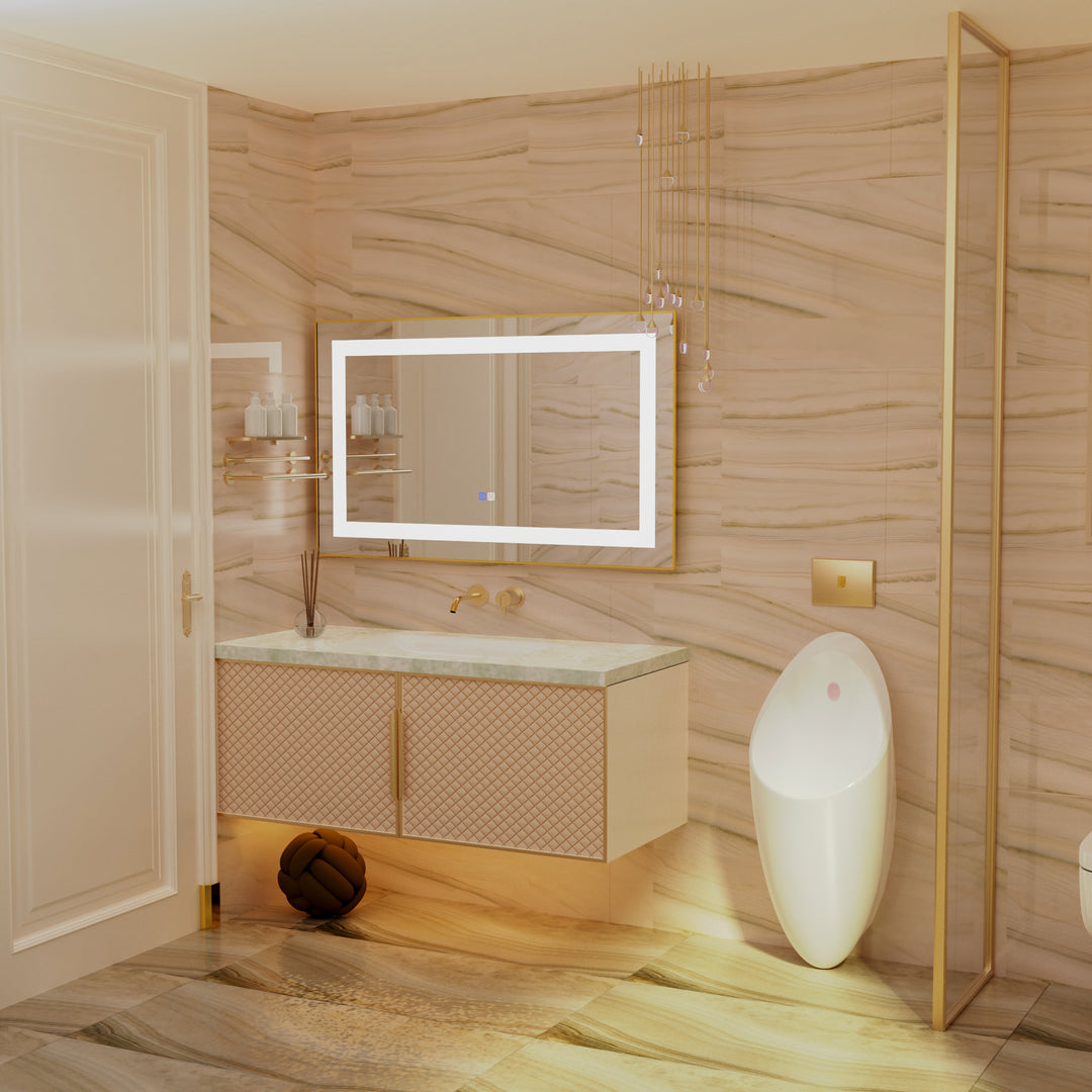 40 in. W x 24 in. H Rectangular Framed Vertical Wall Mount Bathroom Vanity Mirror with LED Light