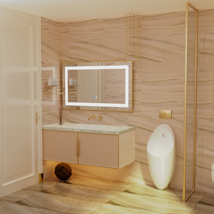 40 in. W x 24 in. H Rectangular Framed Vertical Wall Mount Bathroom Vanity Mirror with LED Light