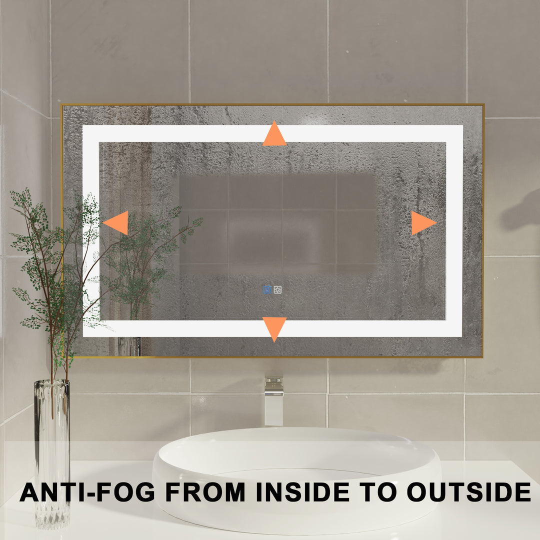 40 in. W x 24 in. H Rectangular Framed Vertical Wall Mount Bathroom Vanity Mirror with LED Light