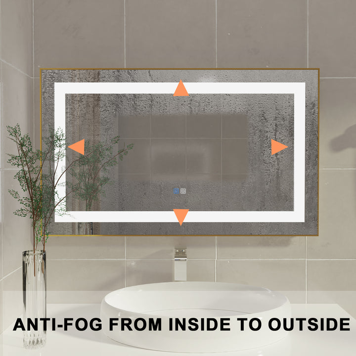 40 in. W x 24 in. H Rectangular Framed Vertical Wall Mount Bathroom Vanity Mirror with LED Light