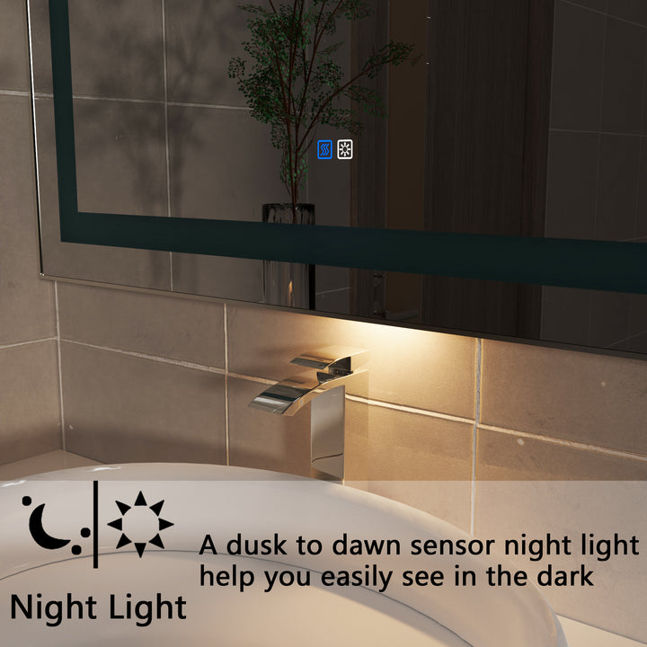 40 in. W x 24 in. H Rectangular Framed Vertical Wall Mount Bathroom Vanity Mirror with LED Light