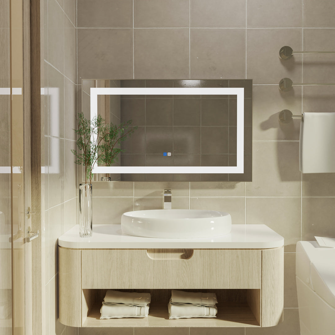 40 in. W x 24 in. H Rectangular Framed Vertical Wall Mount Bathroom Vanity Mirror with LED Light