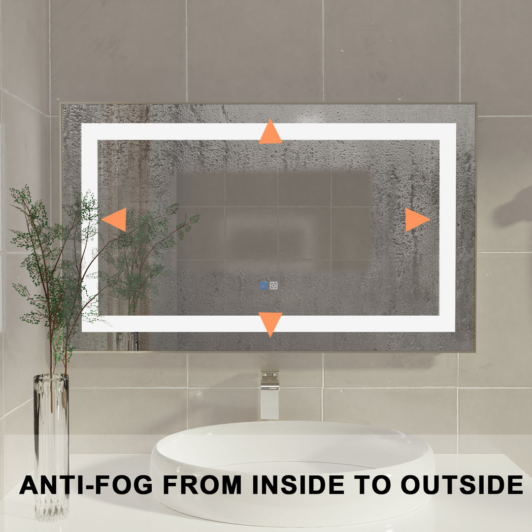 40 in. W x 24 in. H Rectangular Framed Vertical Wall Mount Bathroom Vanity Mirror with LED Light
