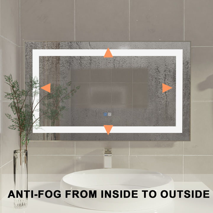 40 in. W x 24 in. H Rectangular Framed Vertical Wall Mount Bathroom Vanity Mirror with LED Light